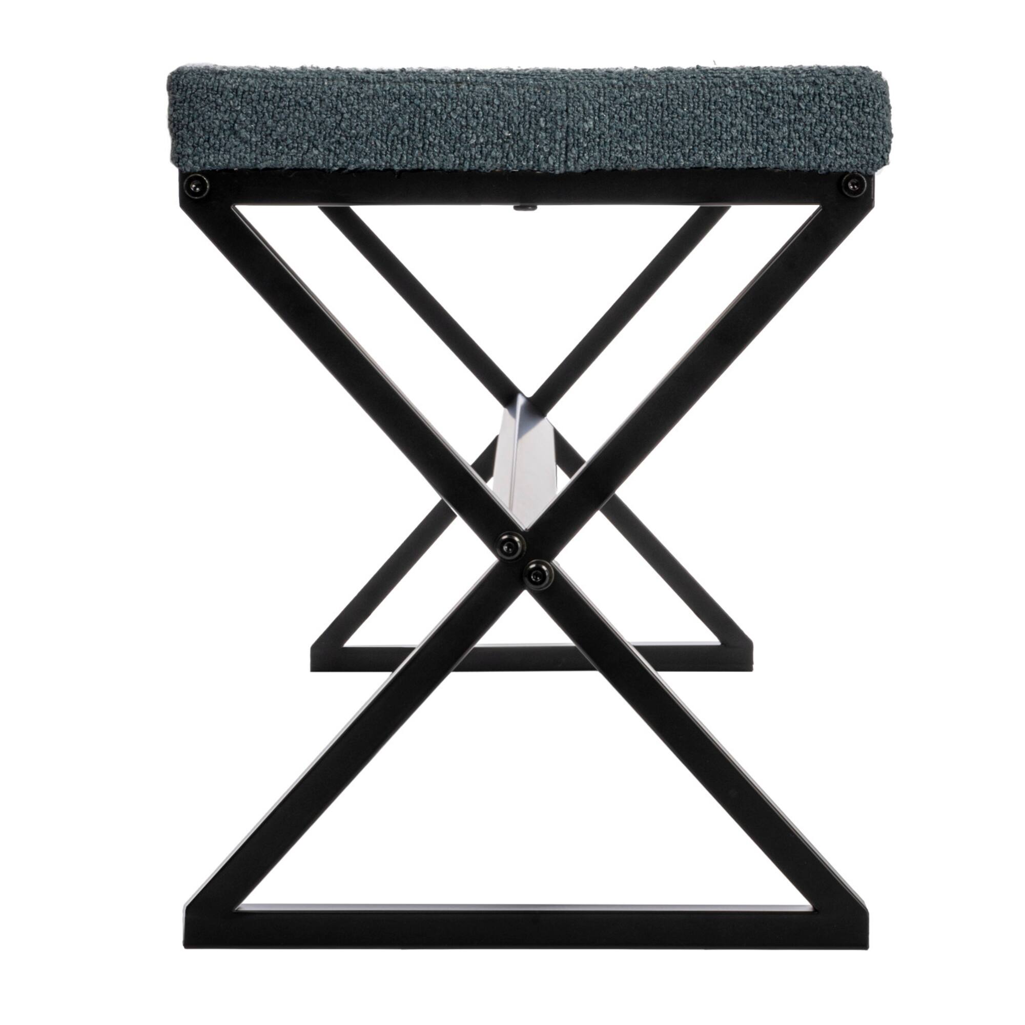 Household Essentials Harper 46.5" Metal & Boucle Bench